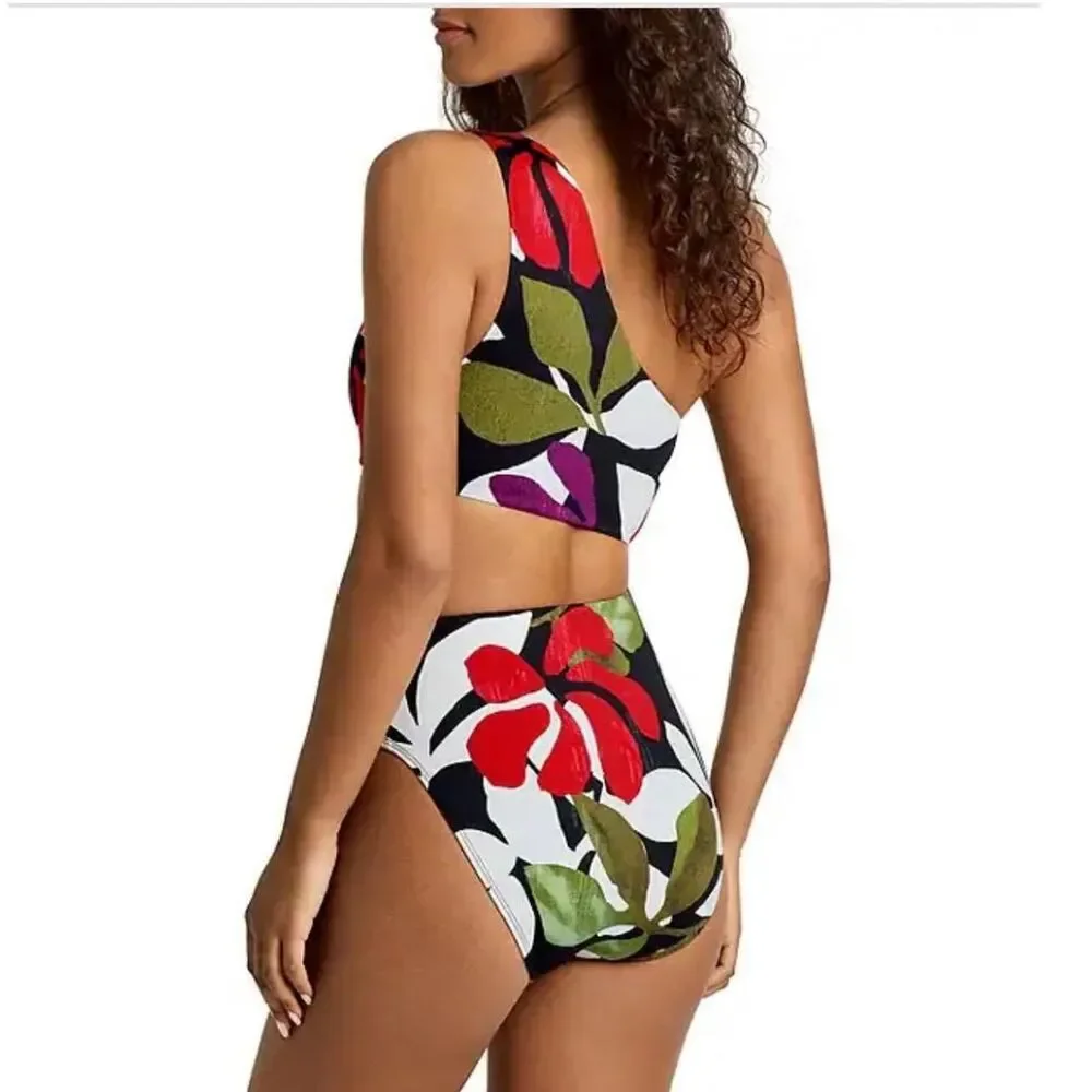 New Lauren Ralph Lauren One Shoulder Cutout Monokini Swimsuit  Floral Multi 6